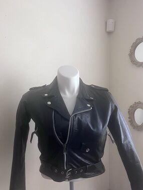 Vintage 90s Unik Black Leather Jacket women’s small